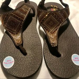 Brown Sparkly Skechers Sandals